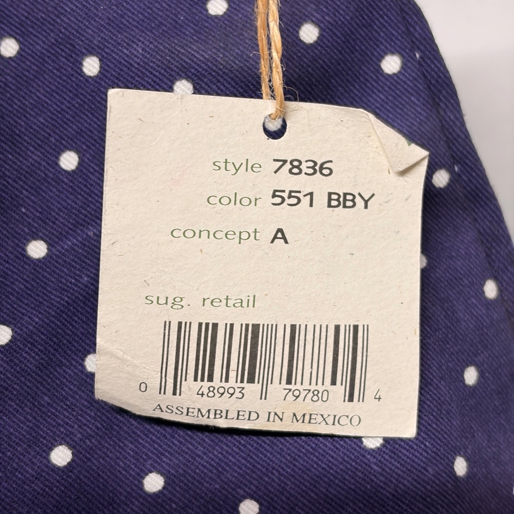 Deadstock Vintage ESPRIT Navy Polka Dot Canvas Zip Tote Bag NWT 90s Y2K Preppy - Picture 2 of 11